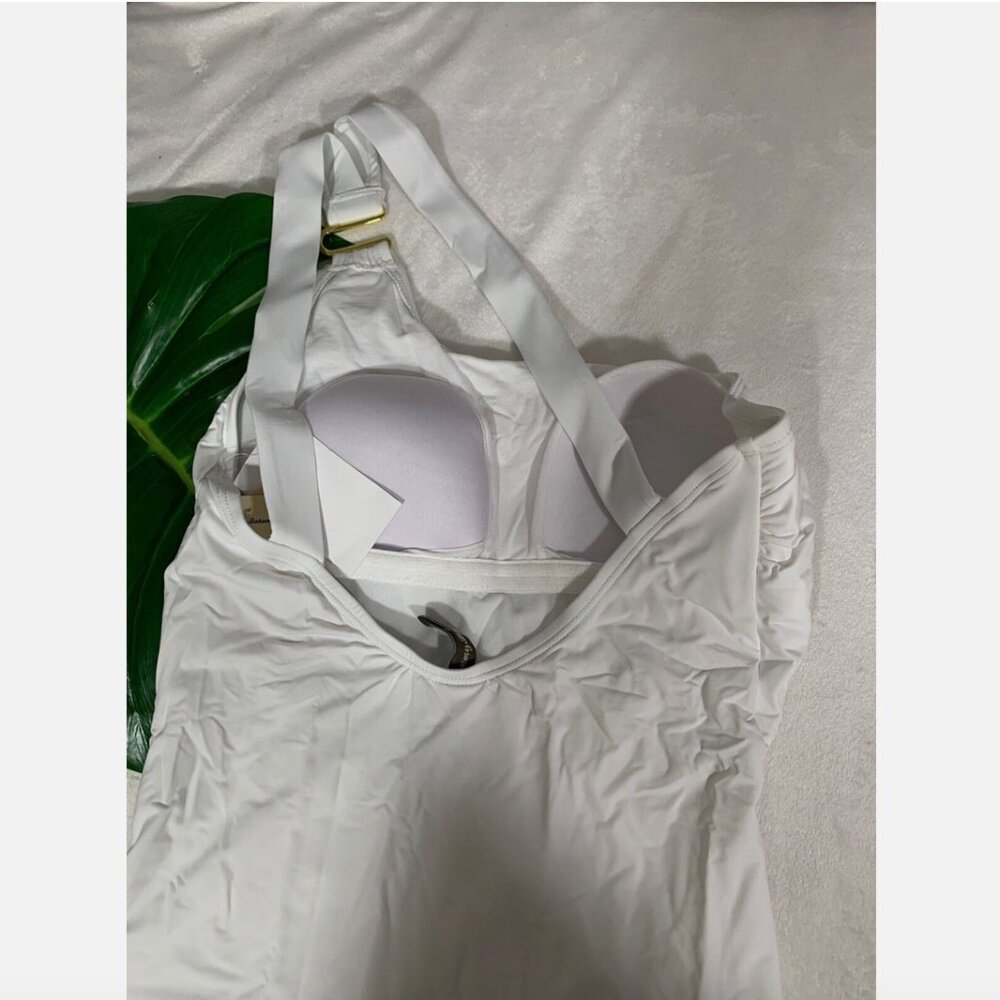 NWT Tommy Bahama Pearl‎ One Shoulder U Ring One Piece Swimsuit White [SZ 10 ] - Picture 7 of 10